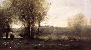 Three Cows at the Pond  Jean Baptiste Camille  Corot